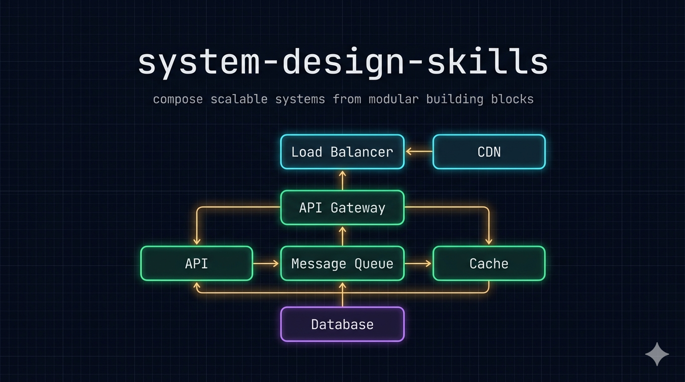 system-design-skills — compose scalable systems from modular building blocks