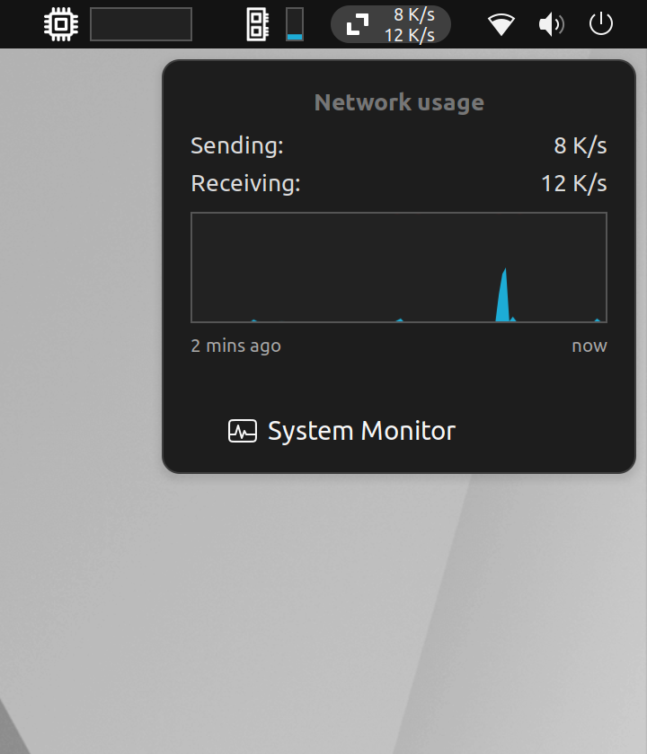 Screenshot of network usage indicator