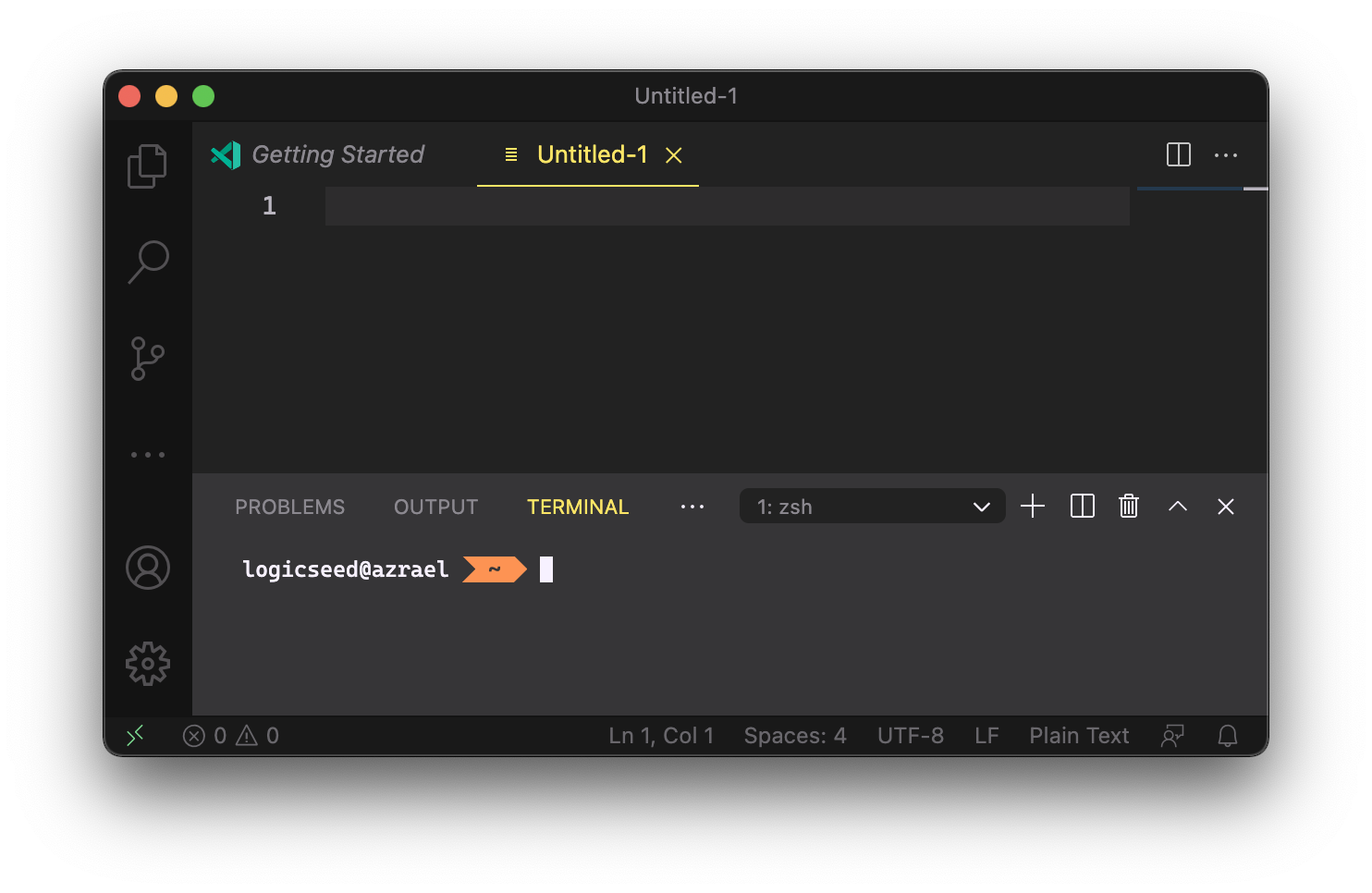 Screen capture of a VS Code window