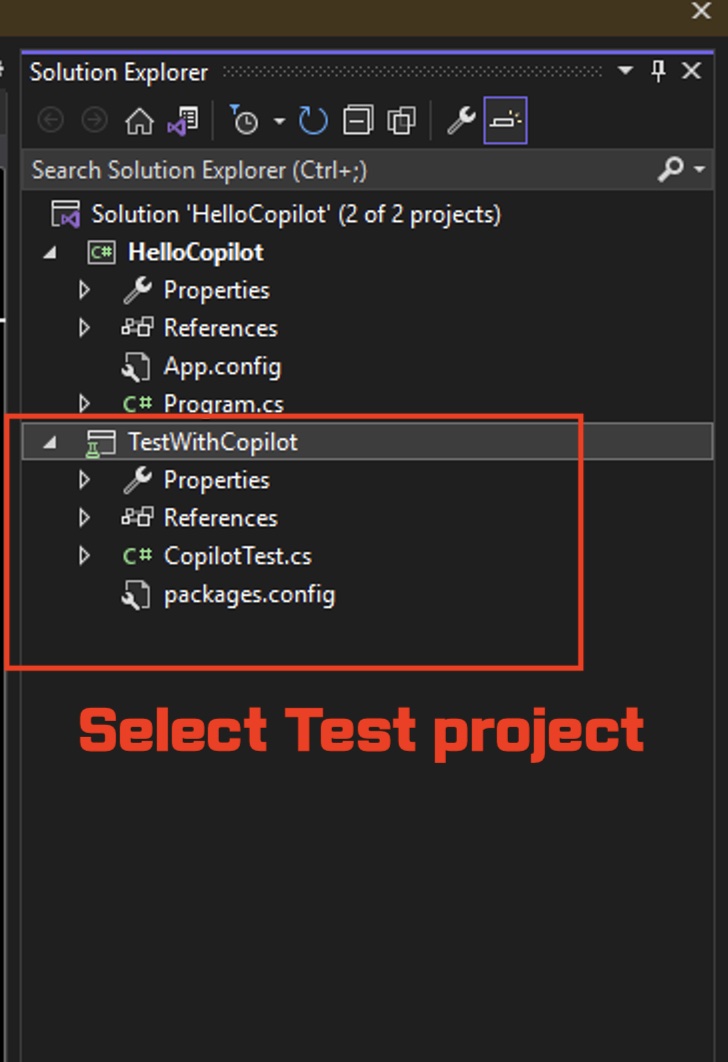 Select Test Project