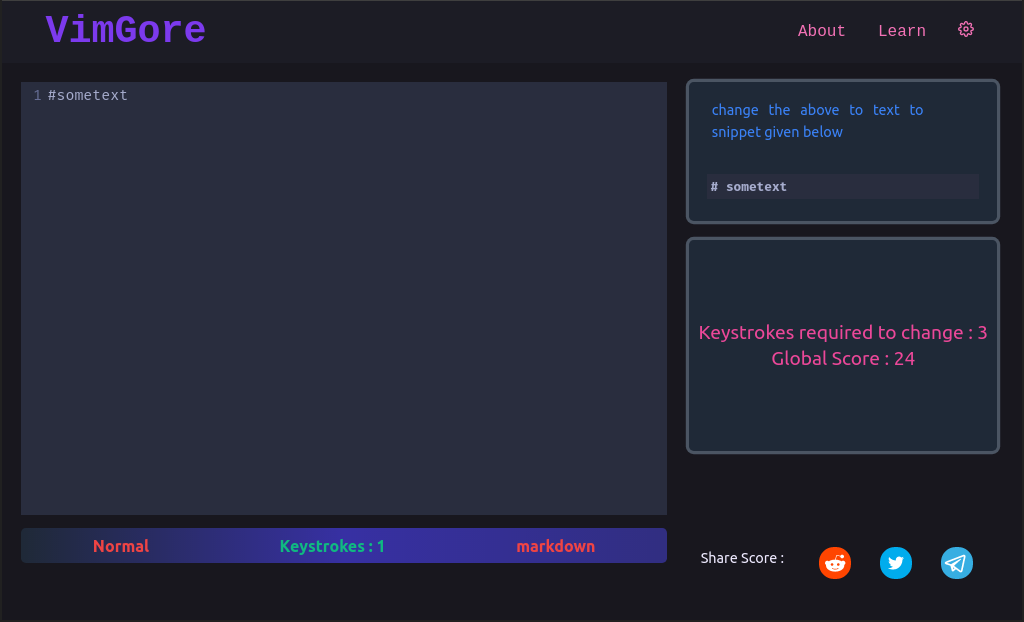 UI of Vim Gore