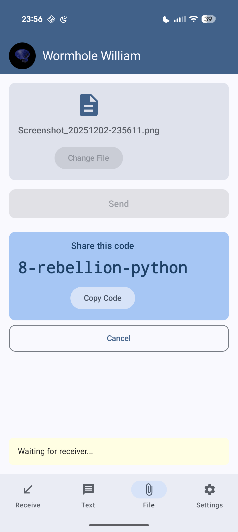GitHub - psanford/wormhole-william-mobile: End-to-end encrypted file  transfer for Android and iOS. A Magic Wormhole Mobile client.