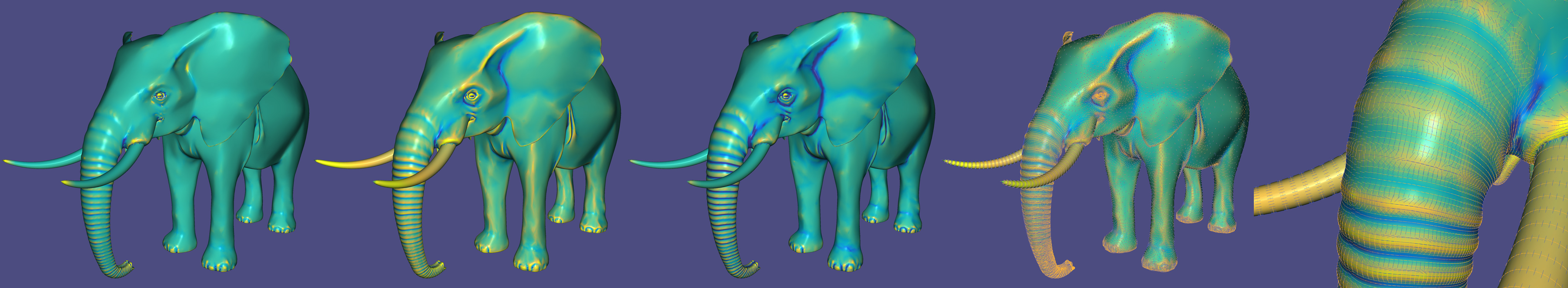 Once built you may toggle between showing Gaussian curvature, mean/min/max curvature and displaying principal curvature directions.