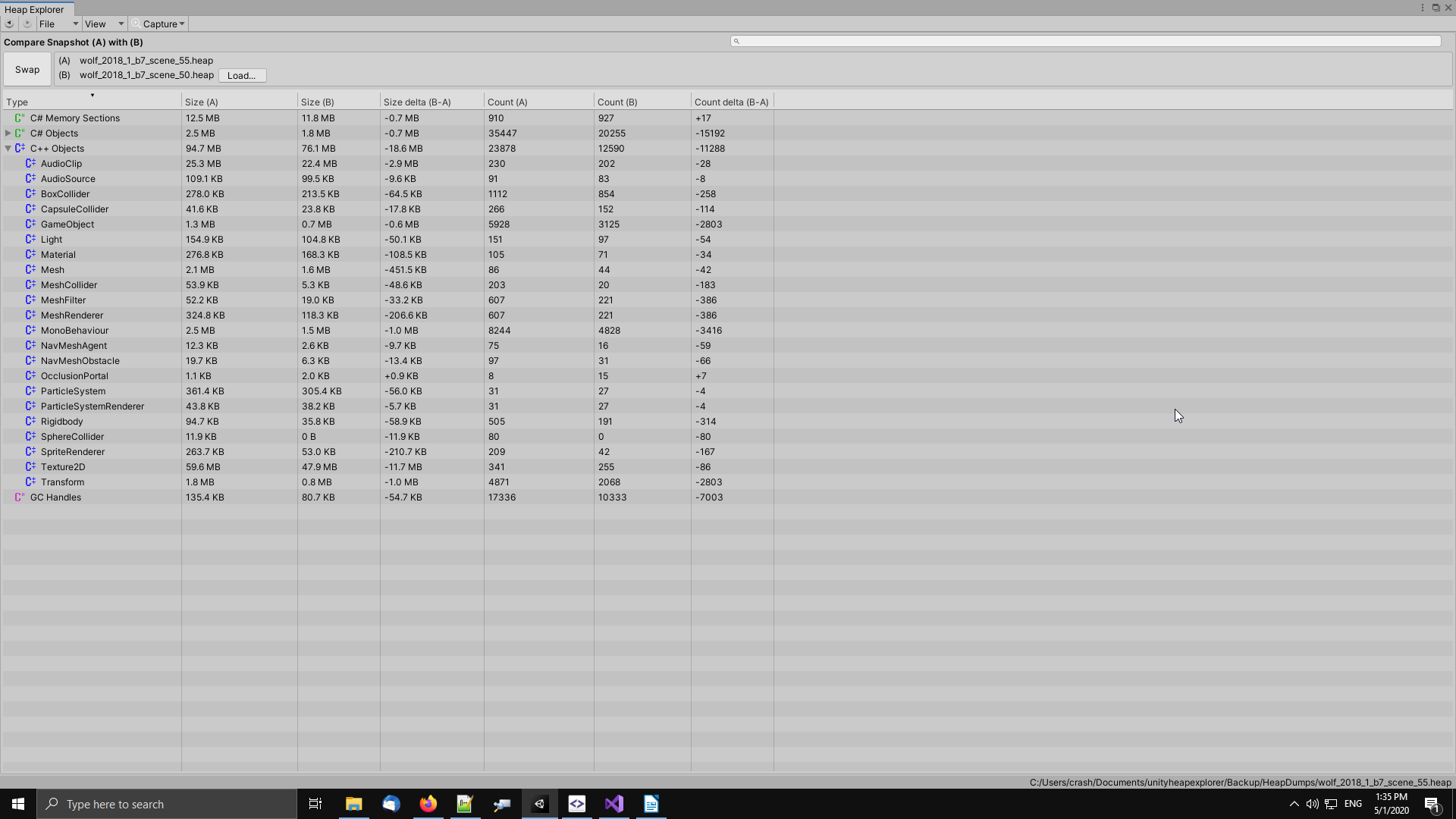 Compare Memory Snapshot alt text