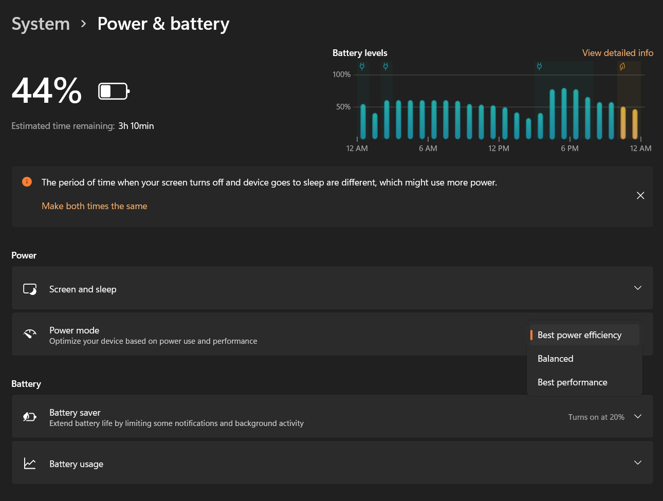 Windows Battery Settings