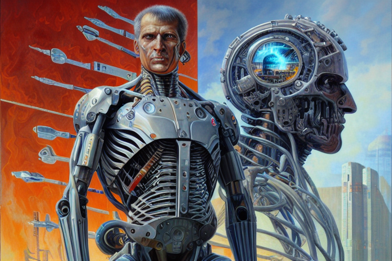 the spirit of transhumanism, painting by James Gurney