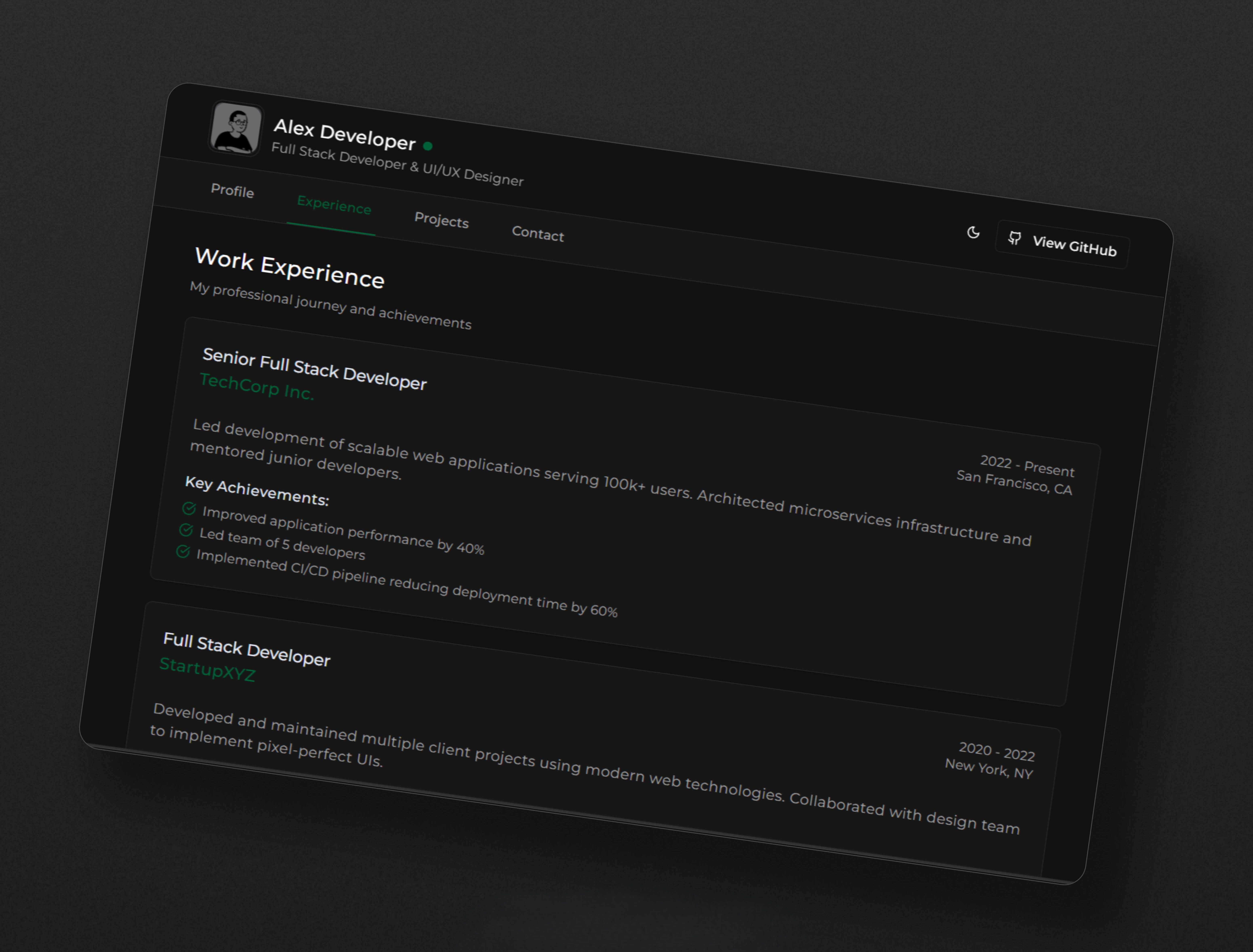minimal-portfolio 网站模板截图