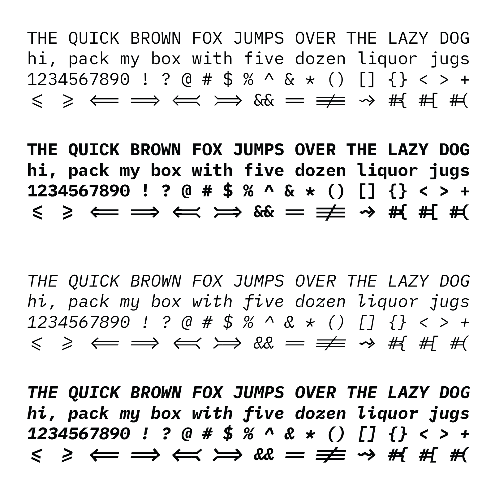 psudoFont Liga Mono example