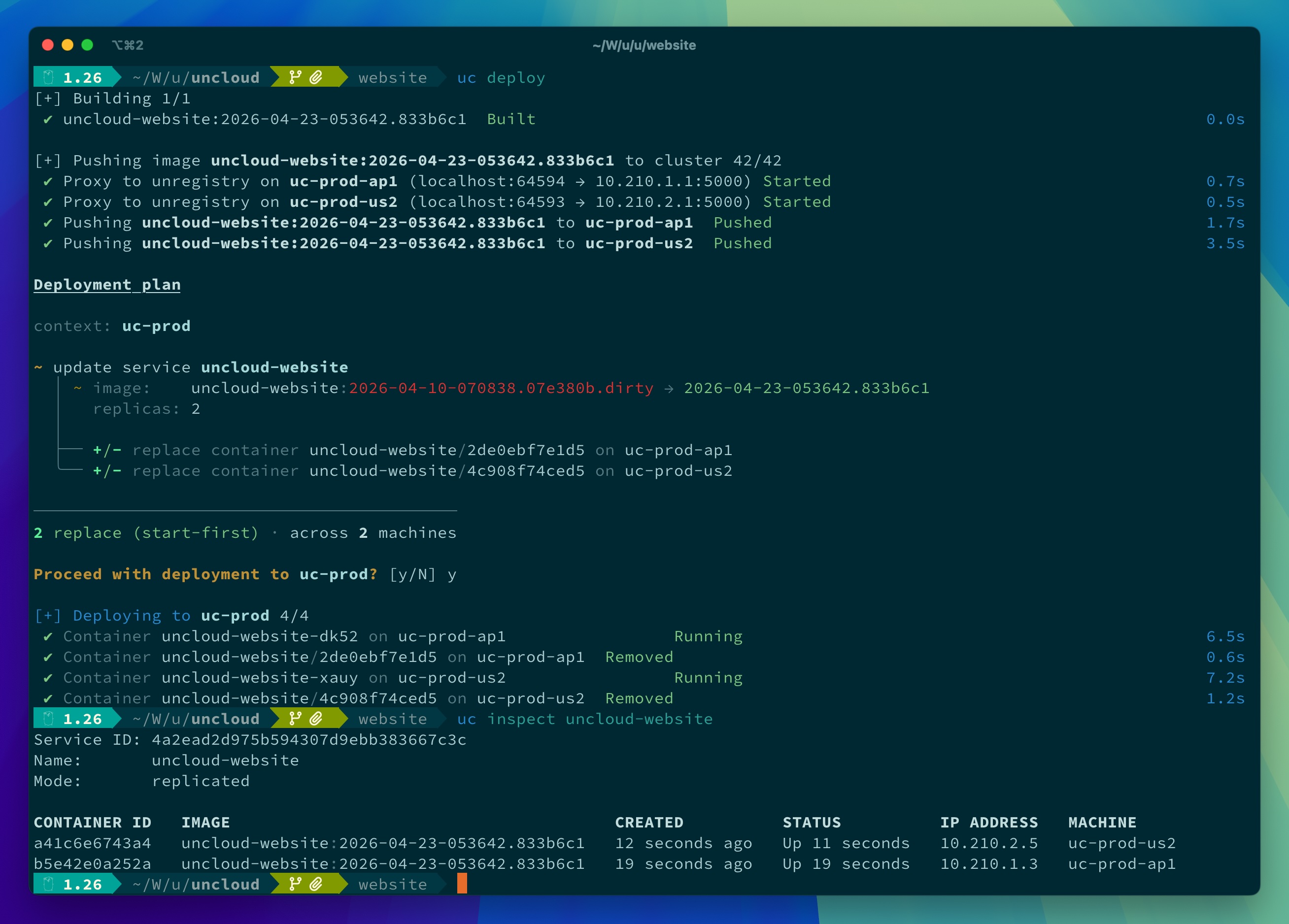 Uncloud compose deployment demo