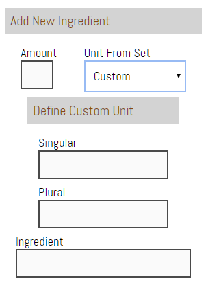 Custom Unit Inputs