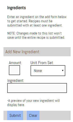 Add Ingredient Fieldset