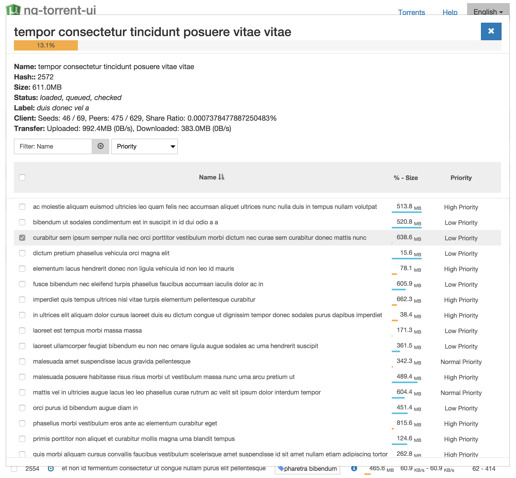 Torrent details - standard view