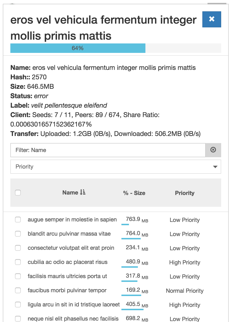 Torrent details - mobile view