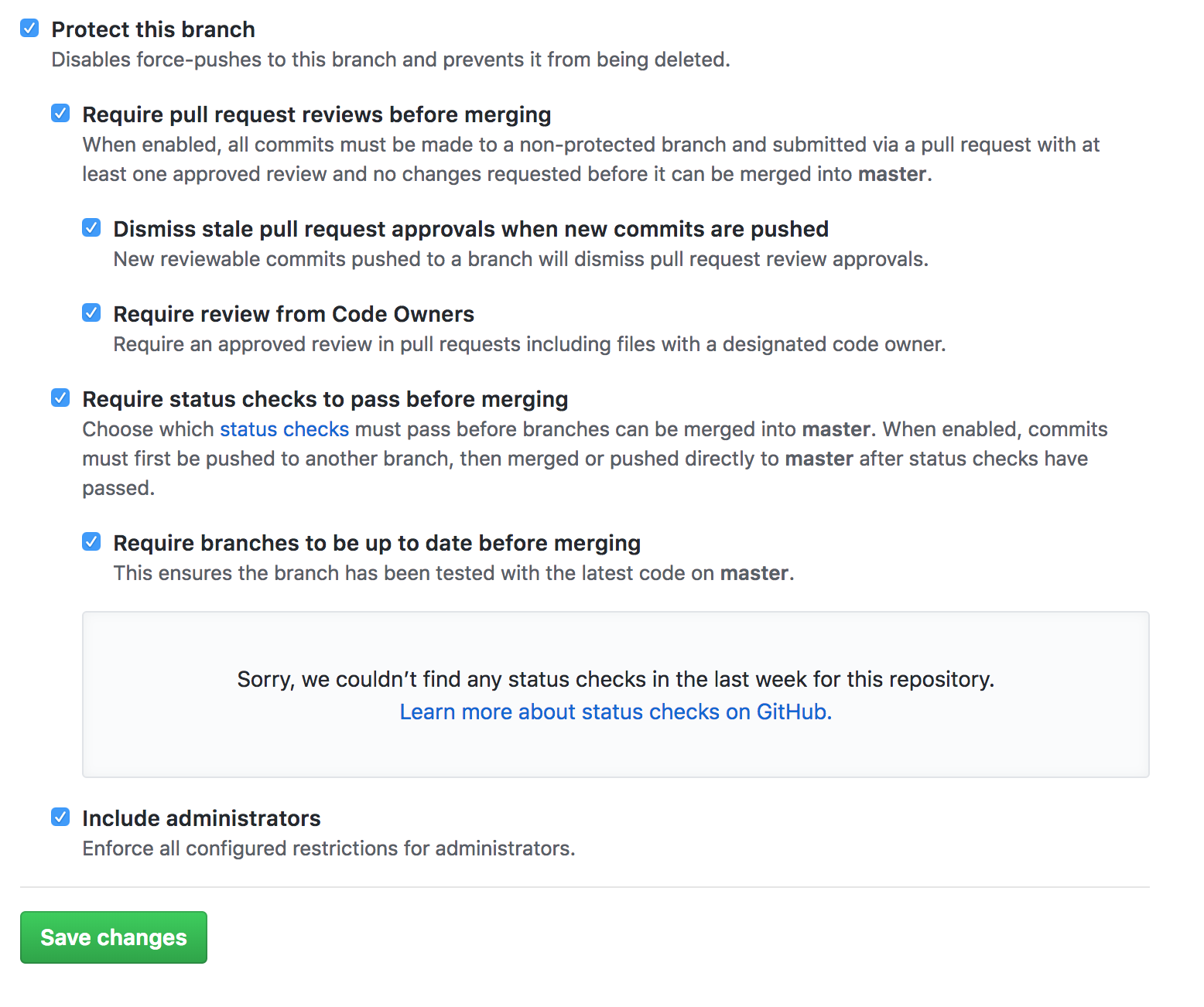 GitHub Branch Protection Settings