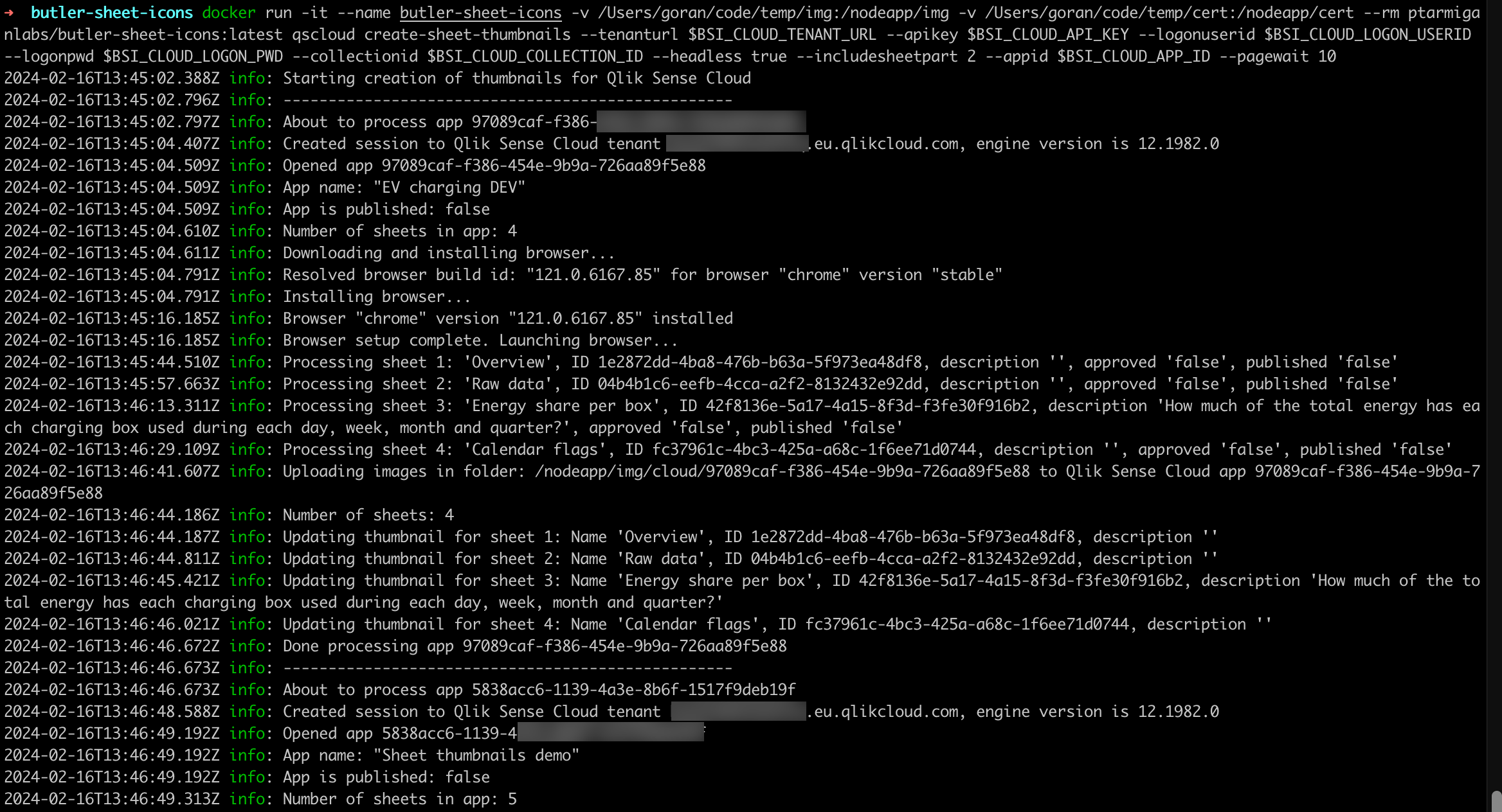 Run Butler Sheet Icons in Docker, updating Qlik Sense Cloud apps