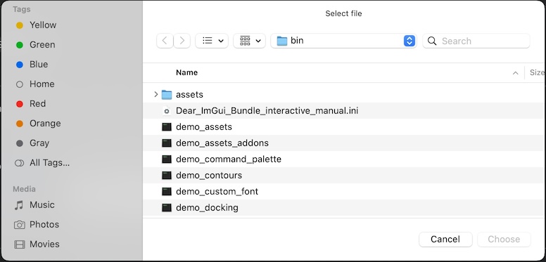 demo widgets portablefiledialogs