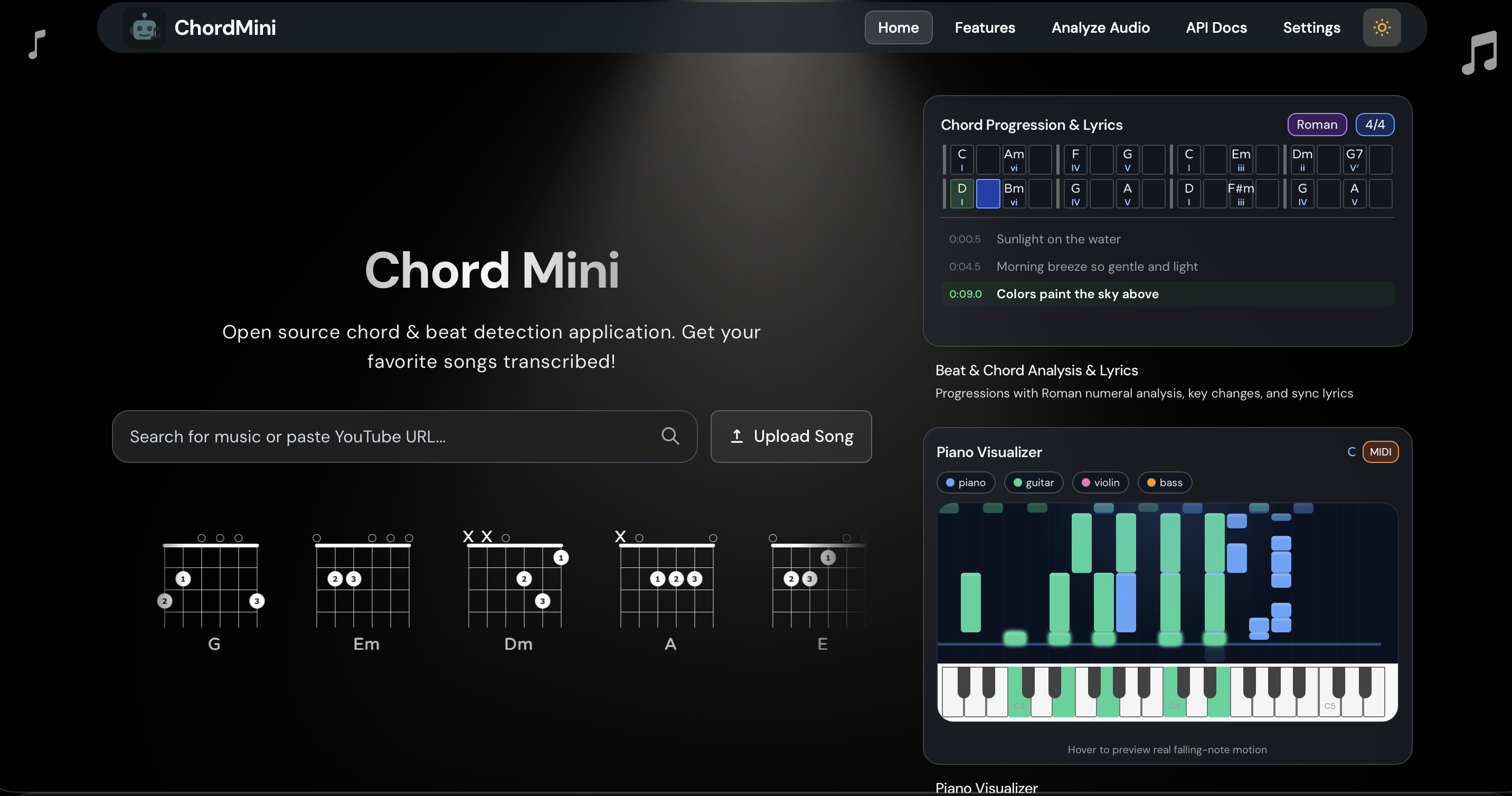 ChordMini Homepage Dark