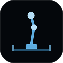 The Cronstable app icon: the wordmark's double pendulum, balanced upright on its cart