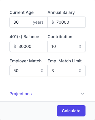401K Calculator Input Form 401K Calculator Input Form