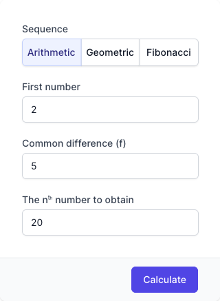 Arithmetic and Geometric Sequence Calculator Input Form
