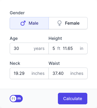 Army Body Fat Calculator Input Form