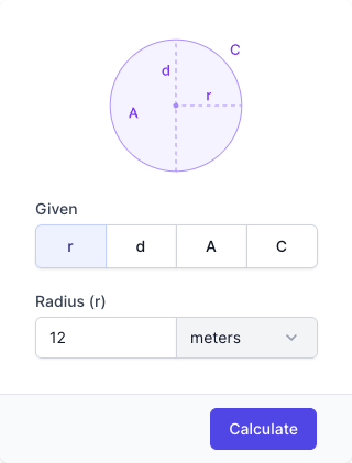 Circle Calculator Input Form