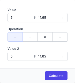 Feet and Inches Calculator Input Form Feet and Inches Calculator Input Form