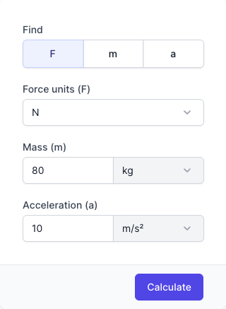 Force Calculator Input Form Force Calculator Input Form