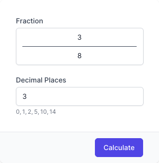 Fraction to Decimal Calculator Input Form Fraction to Decimal Calculator Input Form