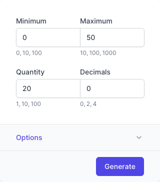 Number Generator Input Form Number Generator Input Form