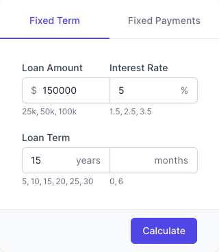 Payment Calculator Input Form
