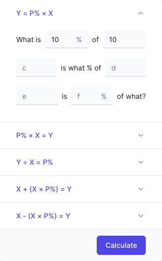 Percentage Calculator Online Input Form