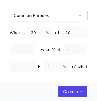 Percentage Calculator Input Form Percentage Calculator Input Form