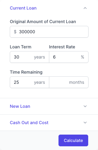 Refinance Calculator Input Form Refinance Calculator Input Form