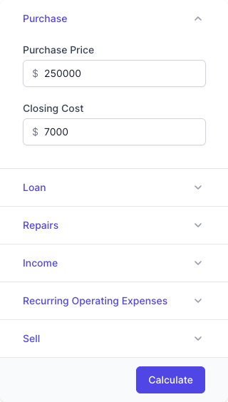 Rental Property Calculator Input Form Rental Property Calculator Input Form