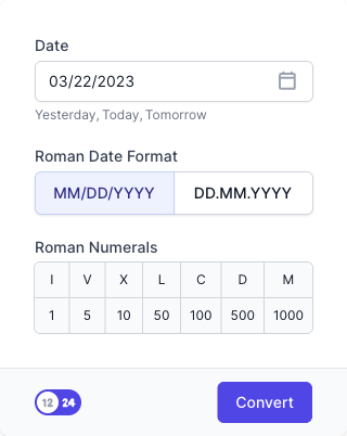 Roman Numeral Date Converter Input Form Roman Numeral Date Converter Input Form