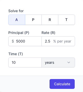 Simple Interest Calculator Input Form Simple Interest Calculator Input Form