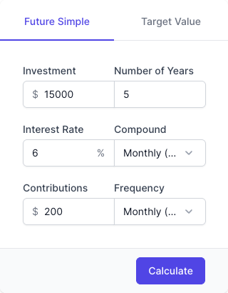 Simple Investment Calculator Input Form Simple Investment Calculator Input Form