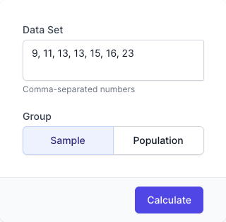 Standard Deviation Input Form Standard Deviation Input Form