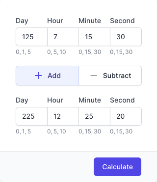 Time Calculator Input Form Time Calculator Input Form