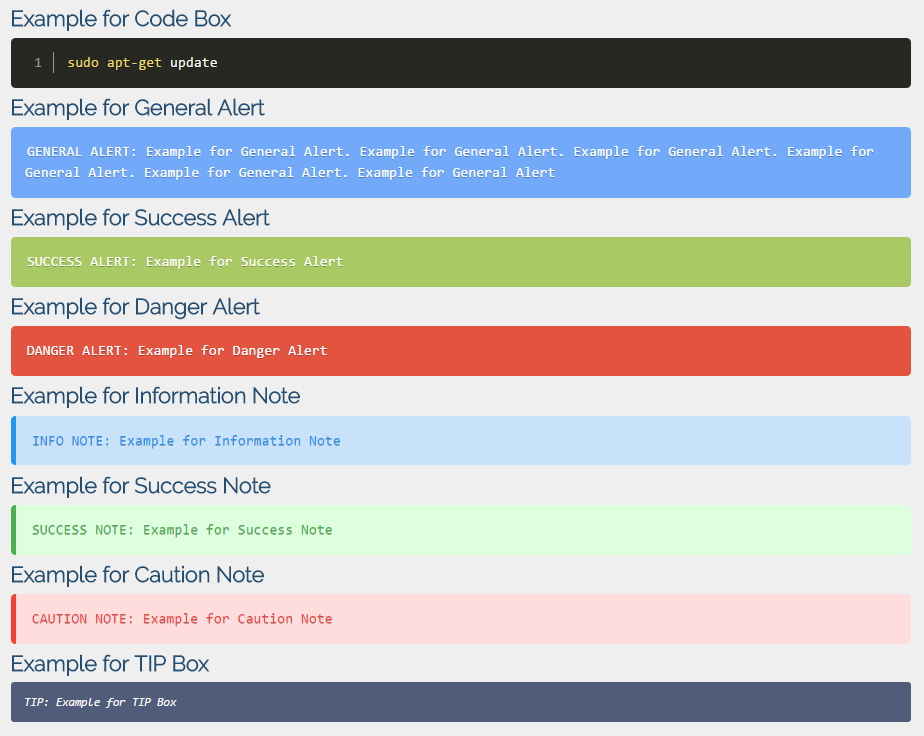 Scrawl Alerts and Notes examples