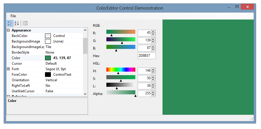 ColorEditor control demonstration