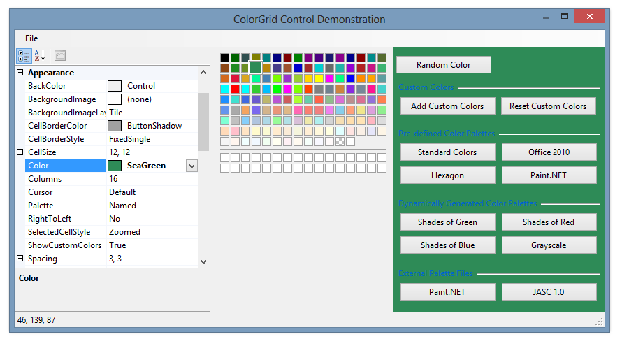 ColorGrid control demonstration