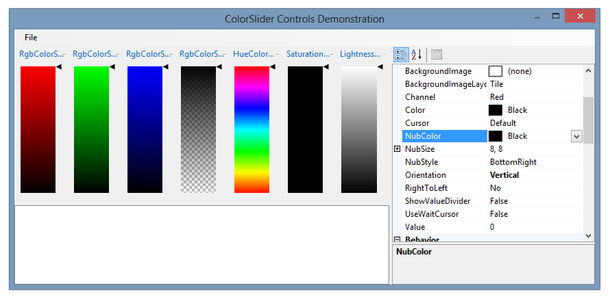 ColorSlider controls demonstration