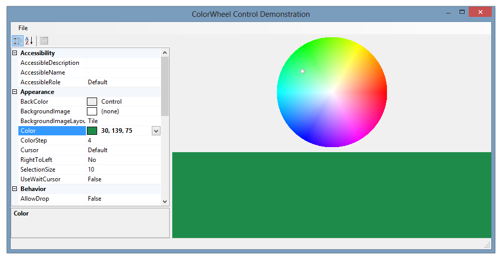 ColorWheel control demonstration
