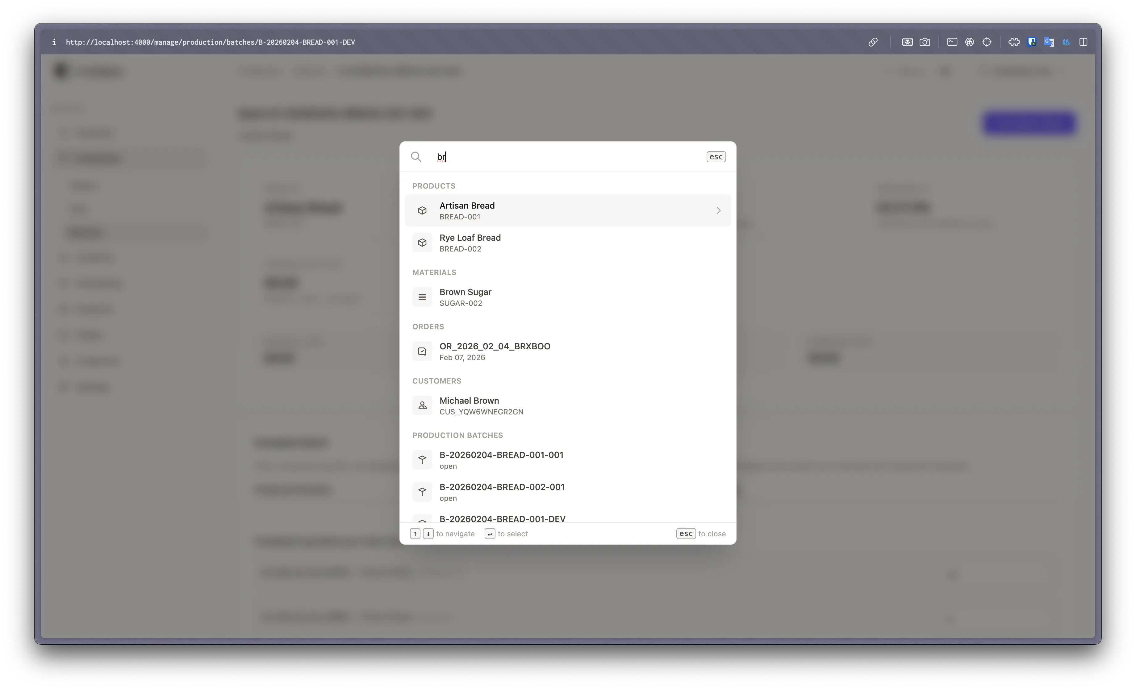 Global search command palette
