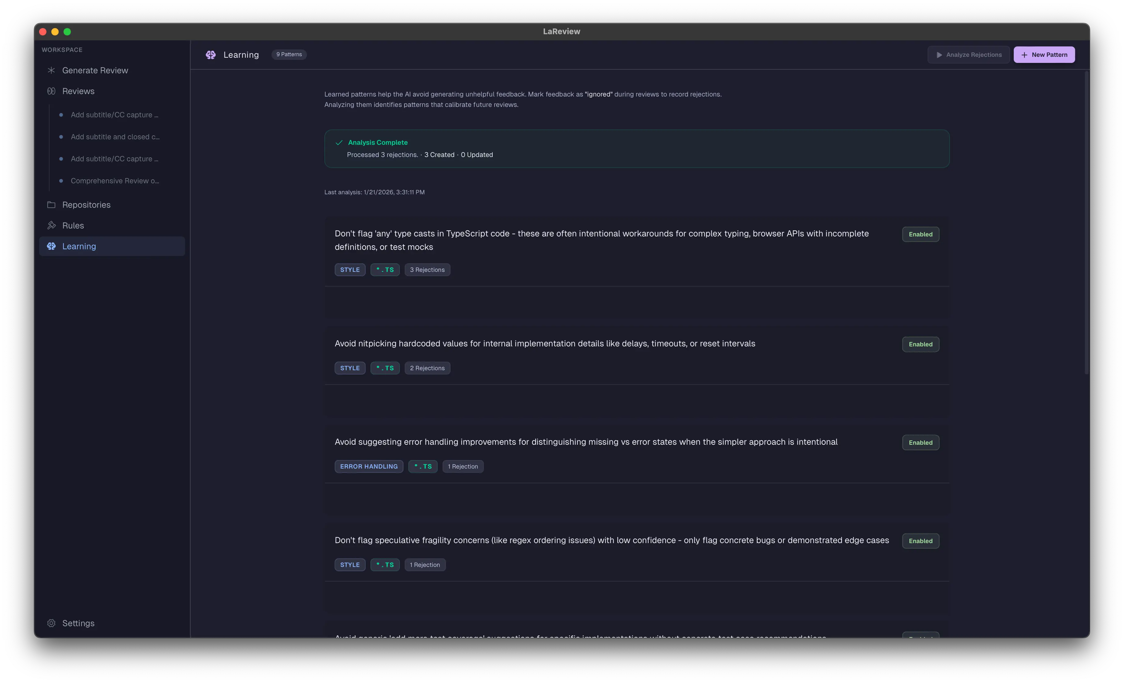Learning Patterns View
