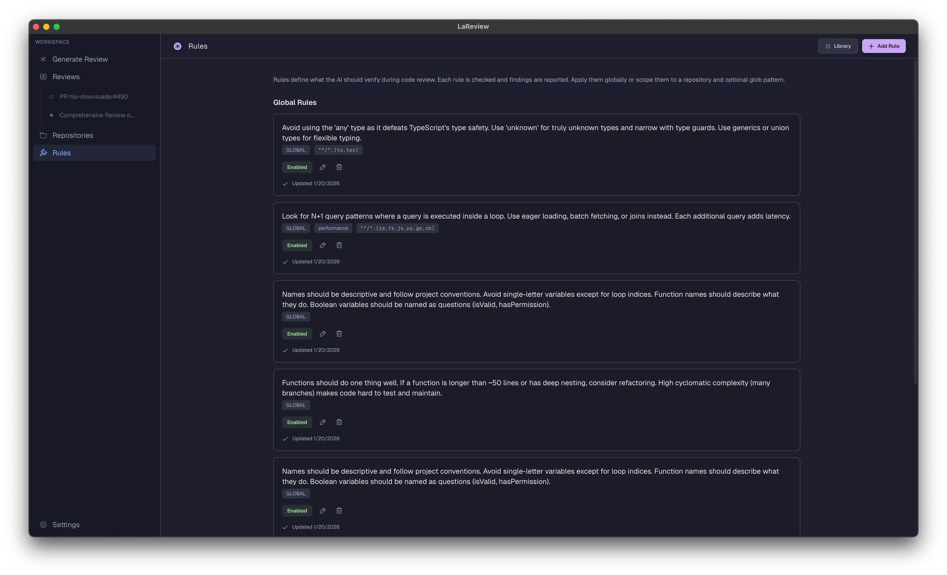 Rules View