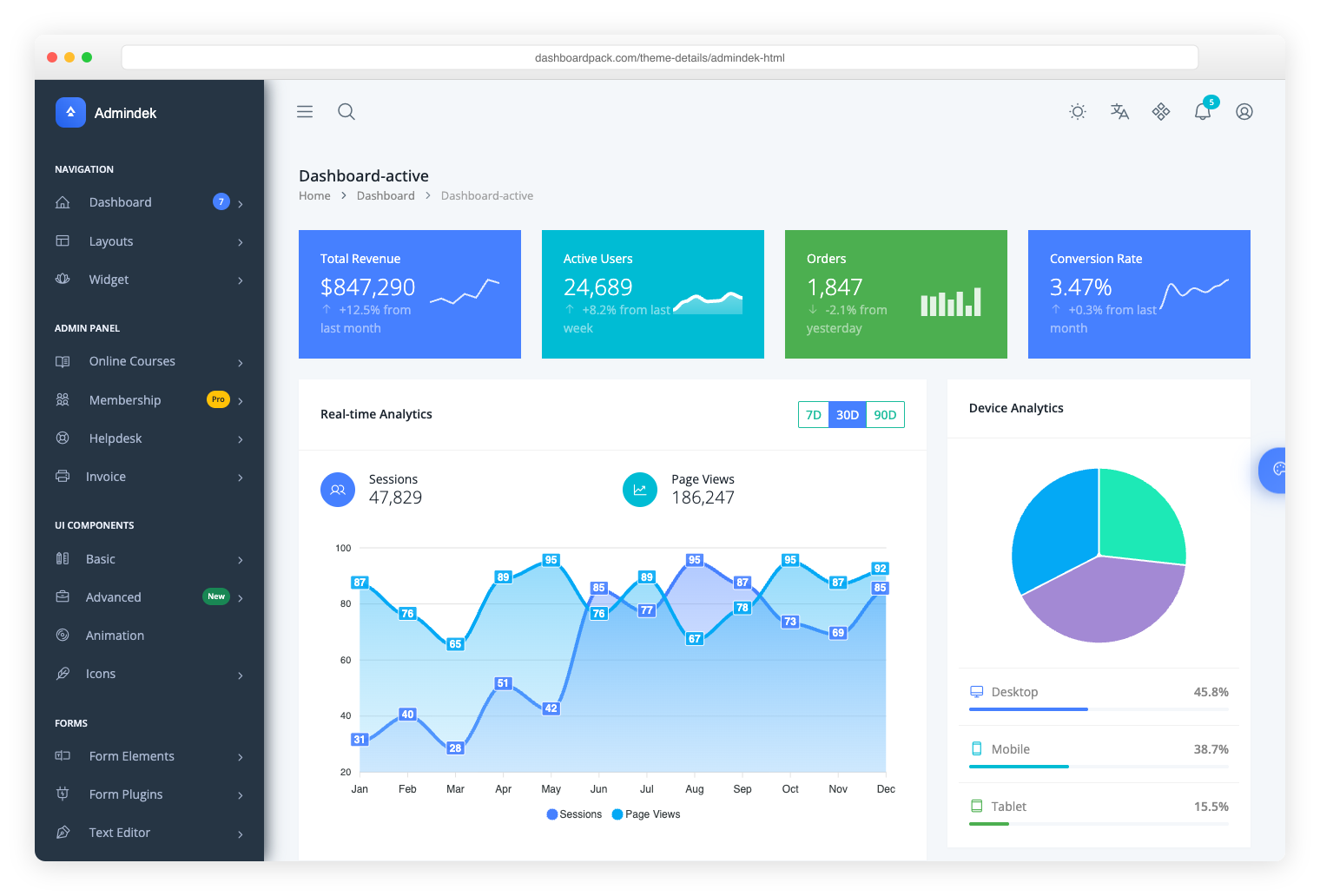 Admindek — robust Bootstrap 5 dashboard with real-time analytics