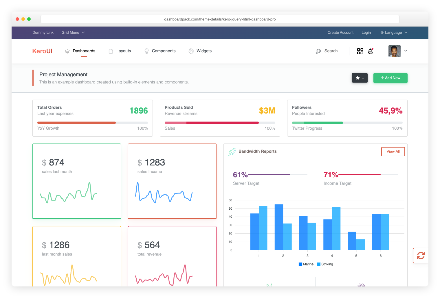 Kero — flexible admin panel with switchable navigation modes